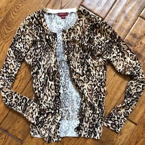 Leopard print long sleeve cardigan